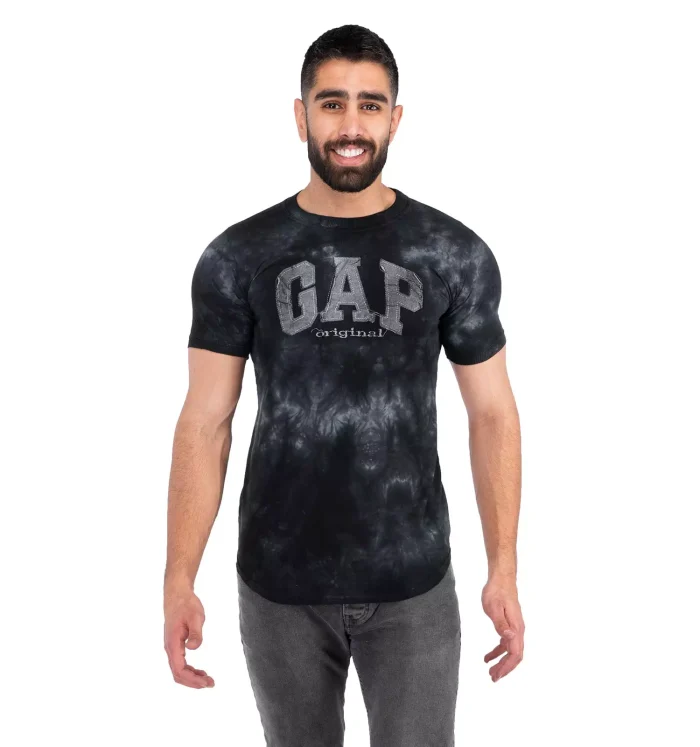 تیشرت ذغالی ابروبادی سنگ شور شده مردانه GAP