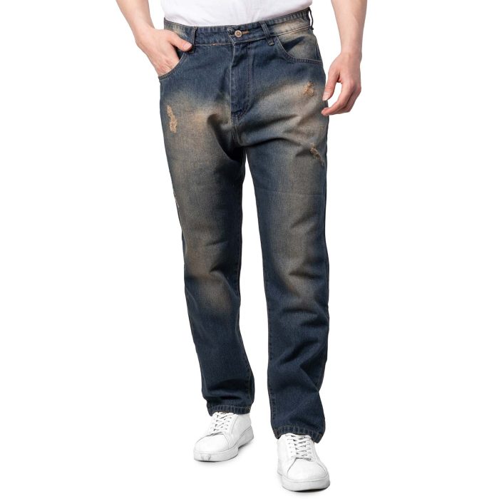 شلوار جین سرمه ای سنگ شور شده مردانه سایه دار