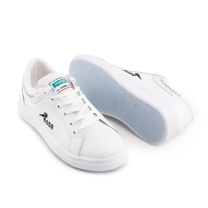 کفش چرم اسپرت سفید تخت صاف مردانه