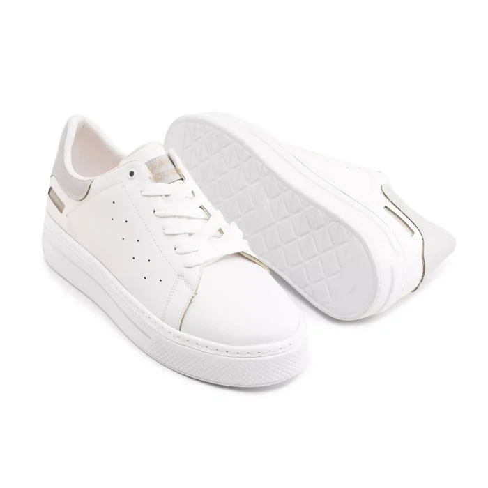 کفش چرم مردانه رنگ سفید مدل تخت صاف McQueen