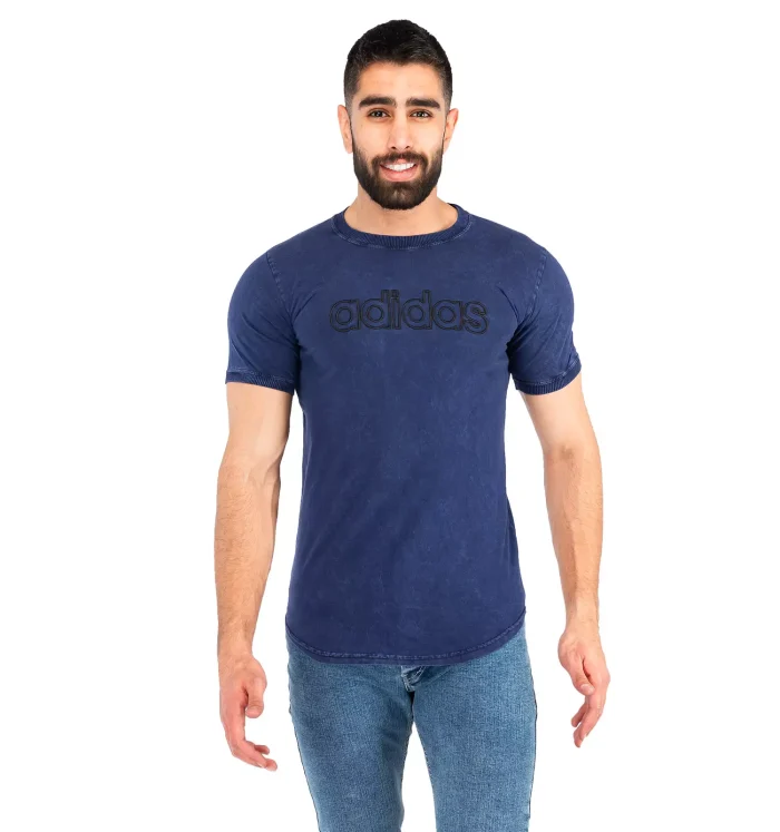 تیشرت سرمه ای ابروبادی سنگ شور مردانه طرح Adidas