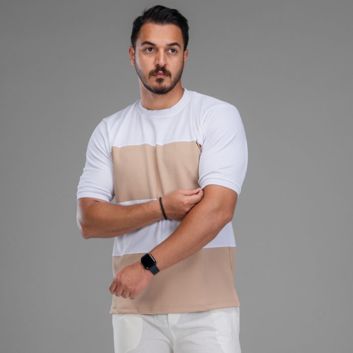 تیشرت لانگ لش مردانه رنگ سفید کرم رینگری