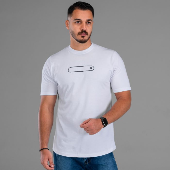 تیشرت آستین کوتاه مردانه رنگ سفید طرح جستجو