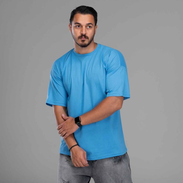 تیشرت لانگ مردانه مدل ساده بیسیک آبی