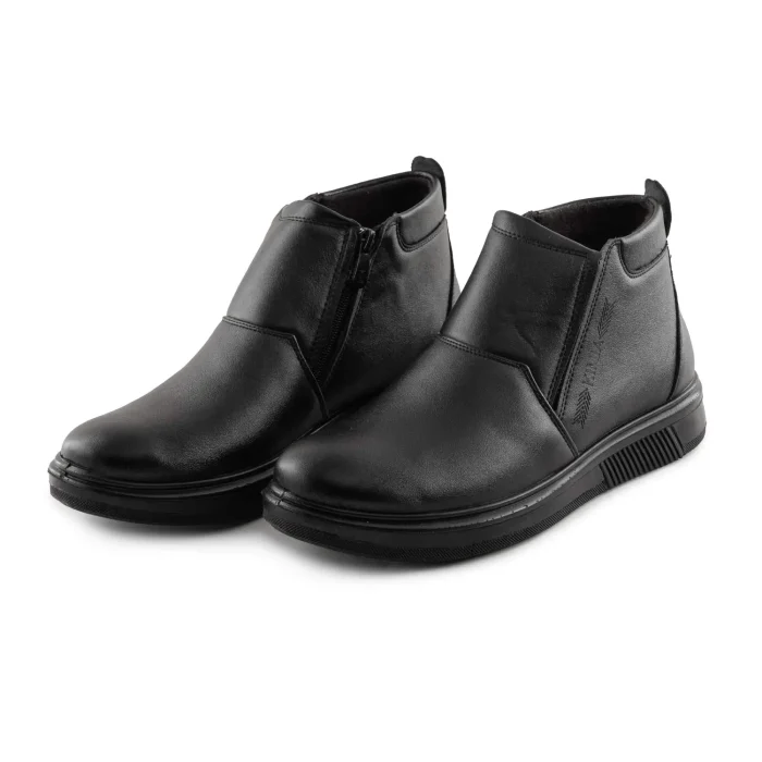 کفش نیم بوت چرم ساقدار مردانه رنگ مشکی زیپی