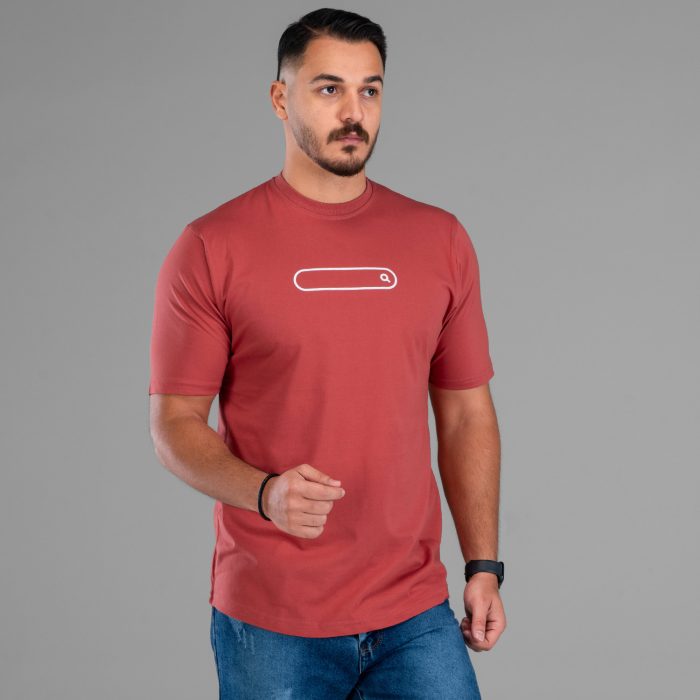 تیشرت آستین کوتاه مردانه زرشکی طرح جستجو