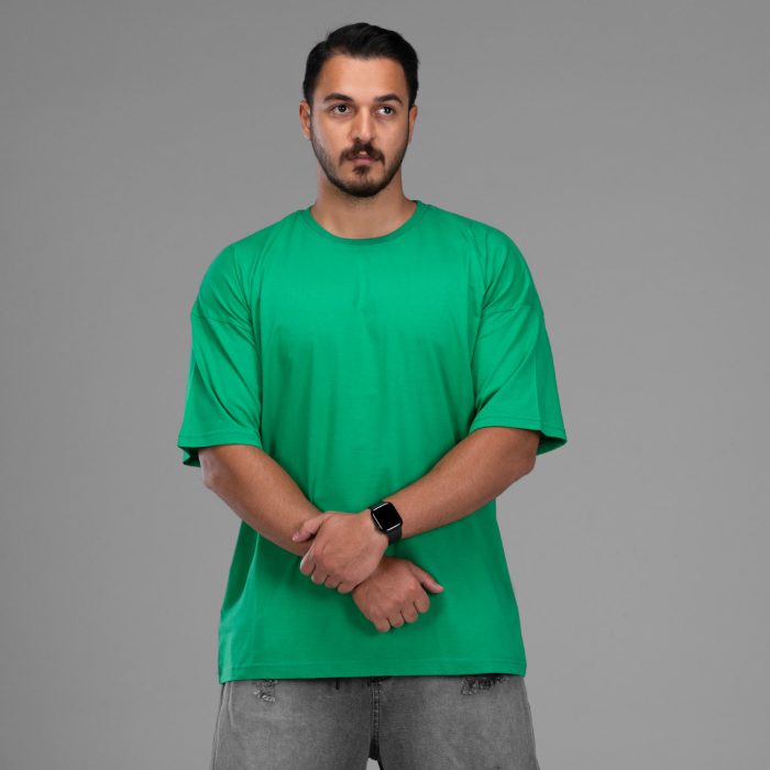 تیشرت بیسیک مردانه رنگ سبز مدل لانگ ساده