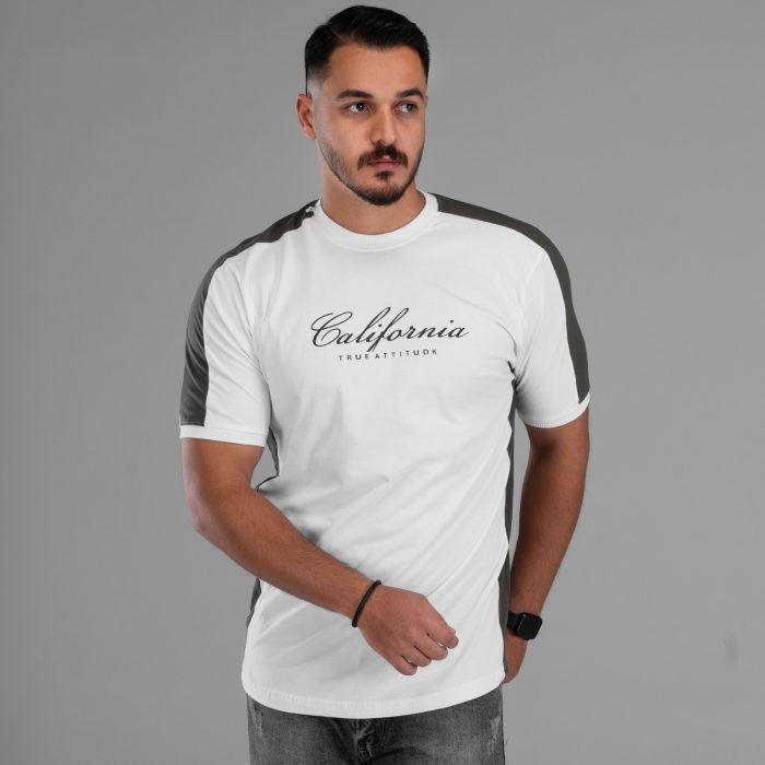 تیشرت سفید آستین کوتاه مردانه طرح کالیفرنیا