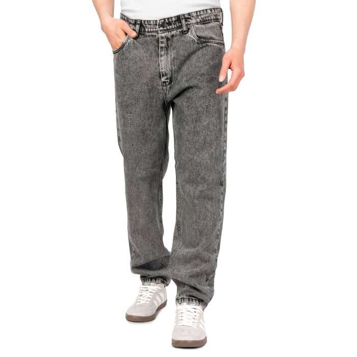 شلوار جین مام فیت مردانه رنگ خاکستری مدل ساده