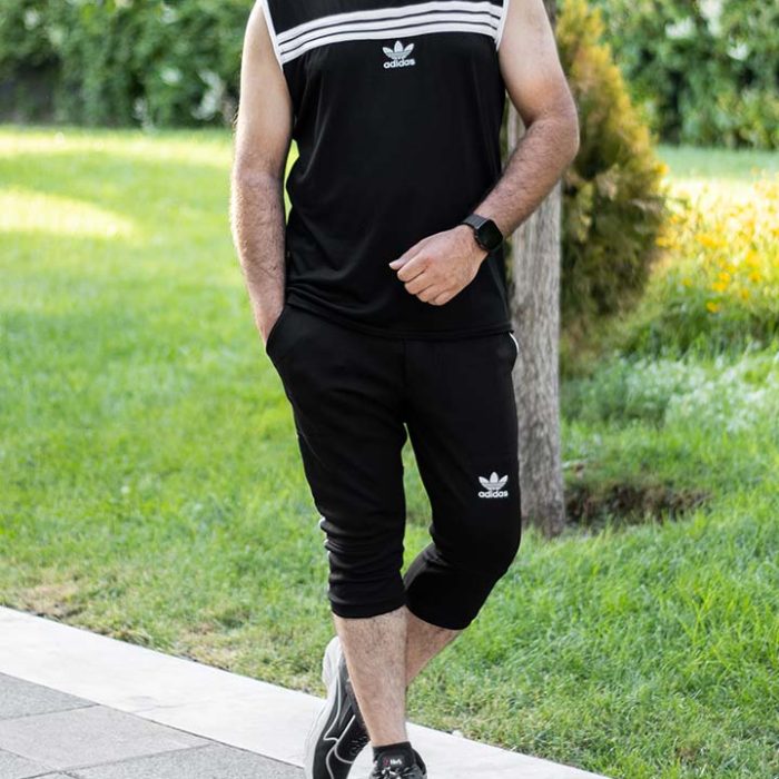 ست رکابی شلوارک مردانه Adidas مشکی