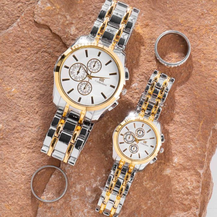 ست ساعت دونفره مردانه زنانه IIK Collection نقره ای طلایی