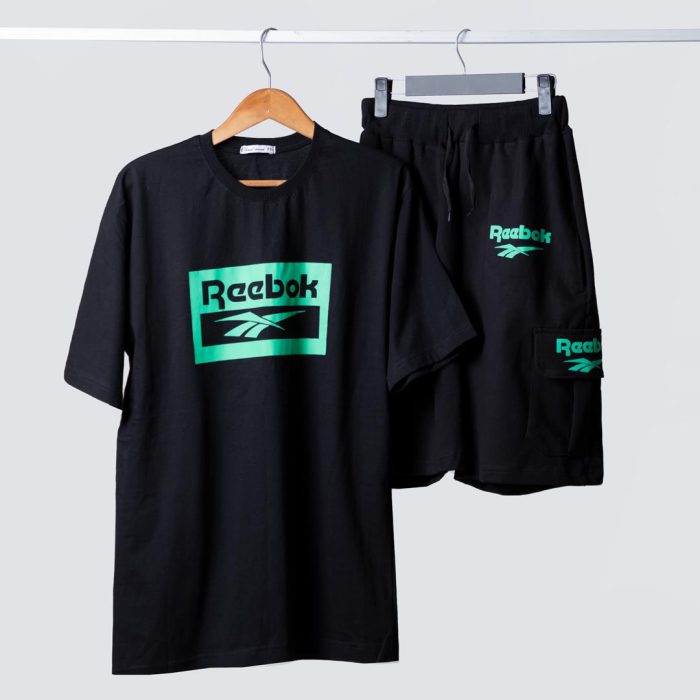 ست تیشرت شلوارک مشکی مردانه طرح Reebok - Image 3
