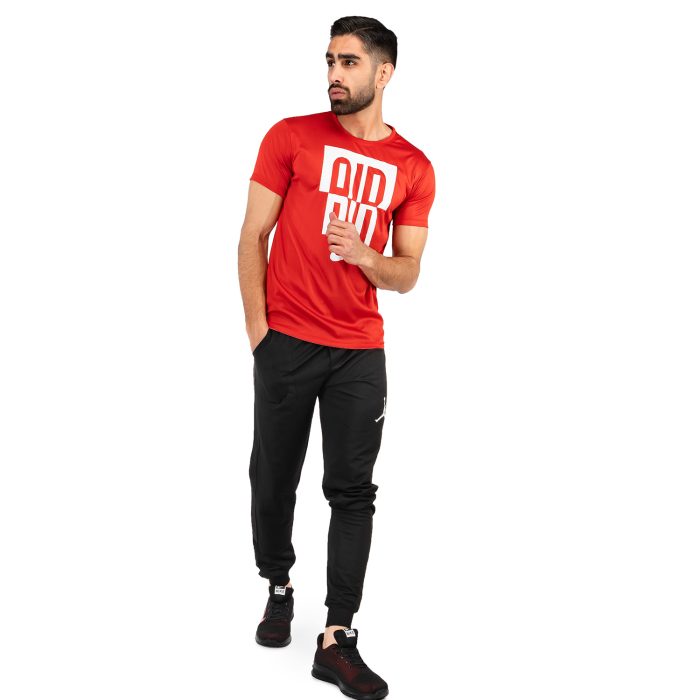 ست تیشرت قرمز شلوار اسلش مشکی مردانه Air