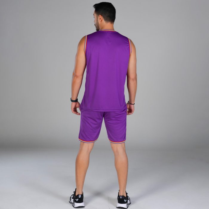 ست رکابی شلوارک مردانه بنفش طرح Jordan 23