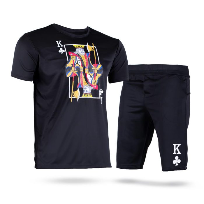 ست تیشرت شلوارک مردانه طرح شاه گشنیز مشکی