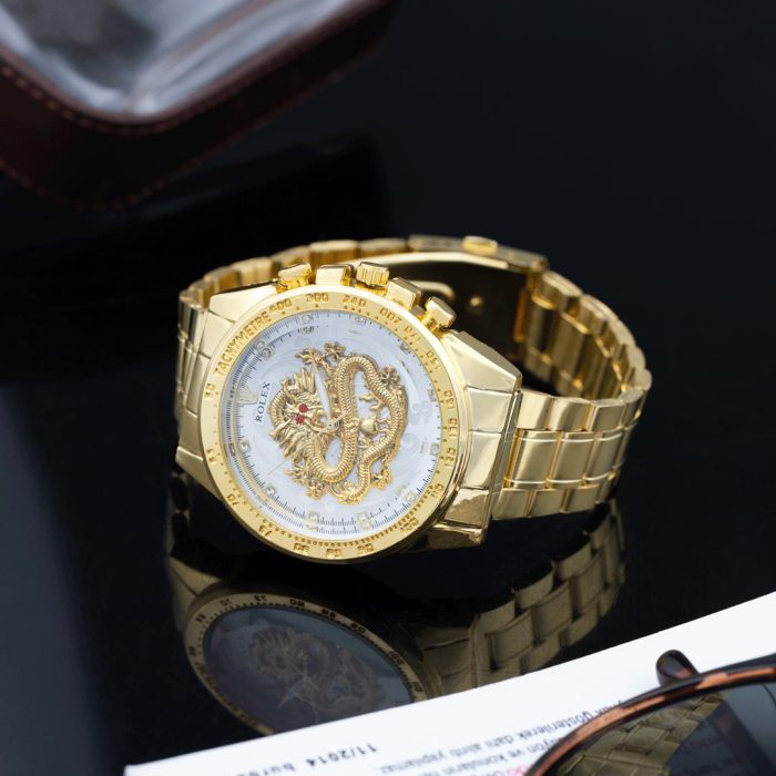ساعت مچی مردانه استیل طلایی مدل Dragon Gold - Image 3