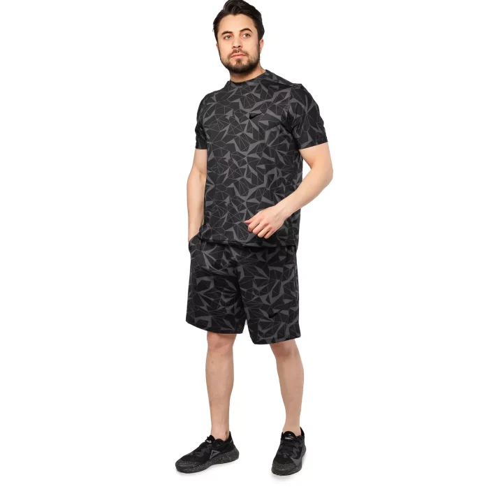 ست تیشرت شلوارک مردانه رنگ مدادی تمام طرح