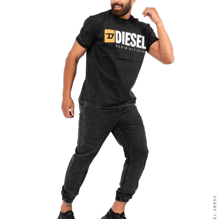 ست تیشرت شلوار اسلش مردانه مشکی مدل Diesel