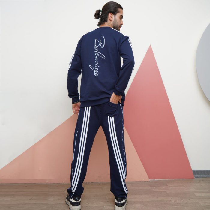 ست بلوز سرمه ای با شلوار 3 خط پشت طرح مردانه Balenciaga - Image 3