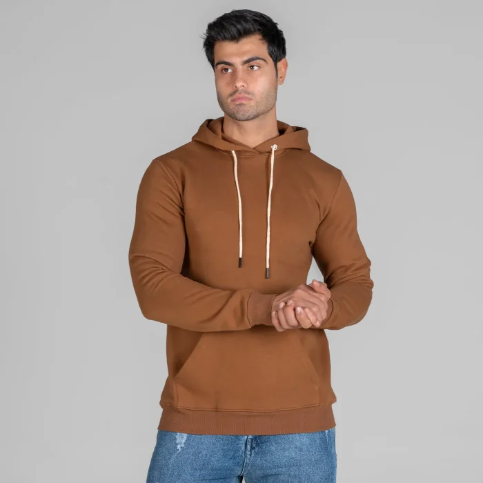 هودی دورس مردانه رنگ قهوه ای شتری ساده Basic