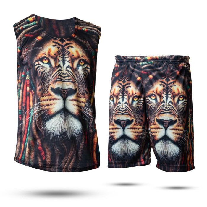 ست کاور رکابی شلوارک مردانه طرح Lion Africa