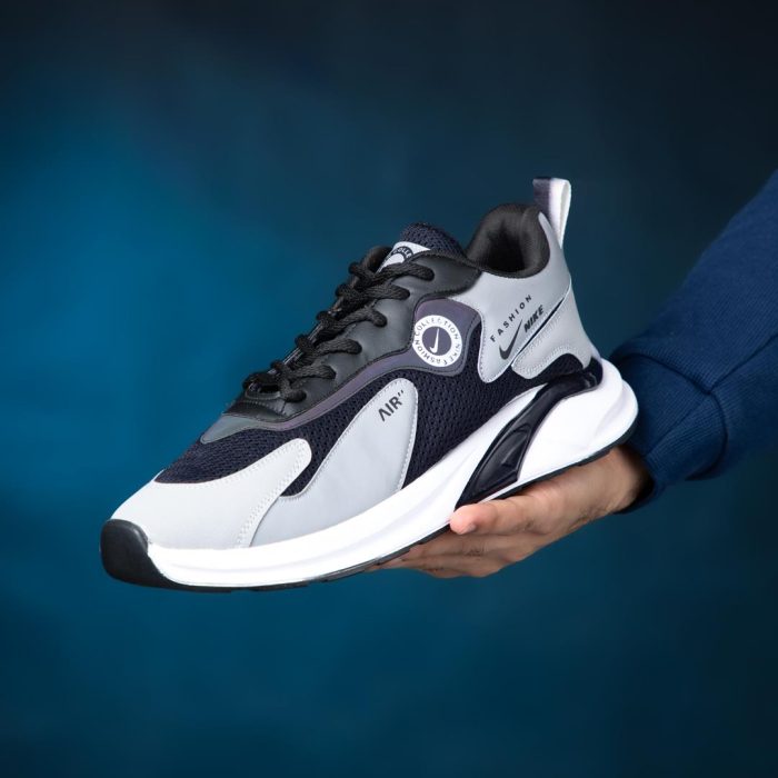 کفش کتانی مردانه رنگ طوسی مشکی مدل Nike Air