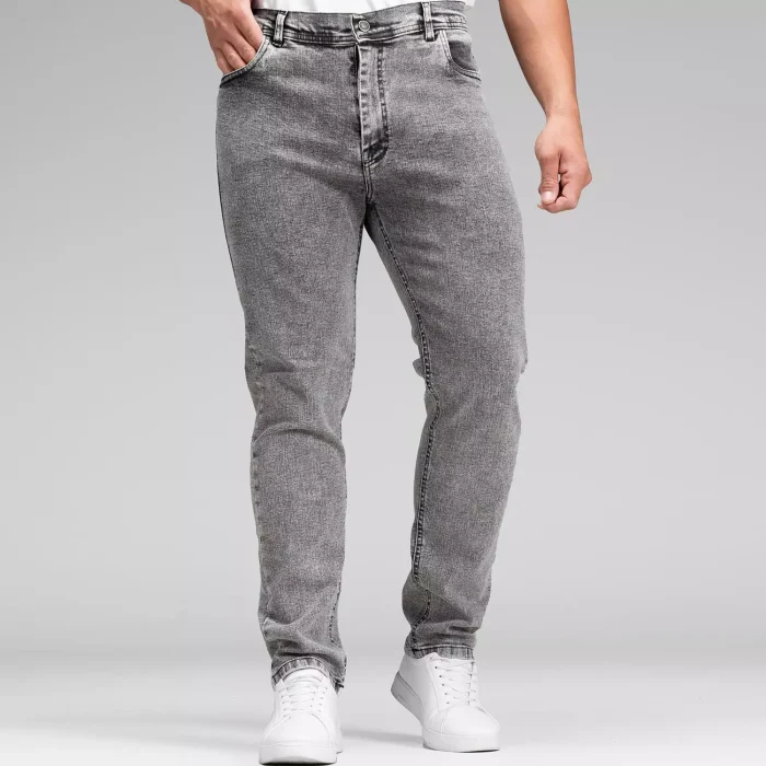 شلوار جین خاکستری مردانه بدون طرح بدون زاپ