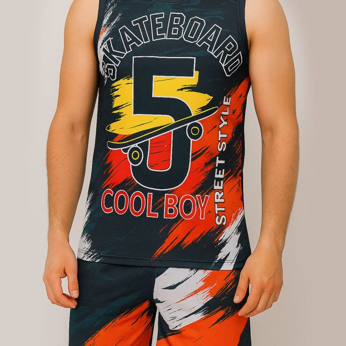 ست رکابی شلوارک مردانه ترکیبی مدل Cool Boy