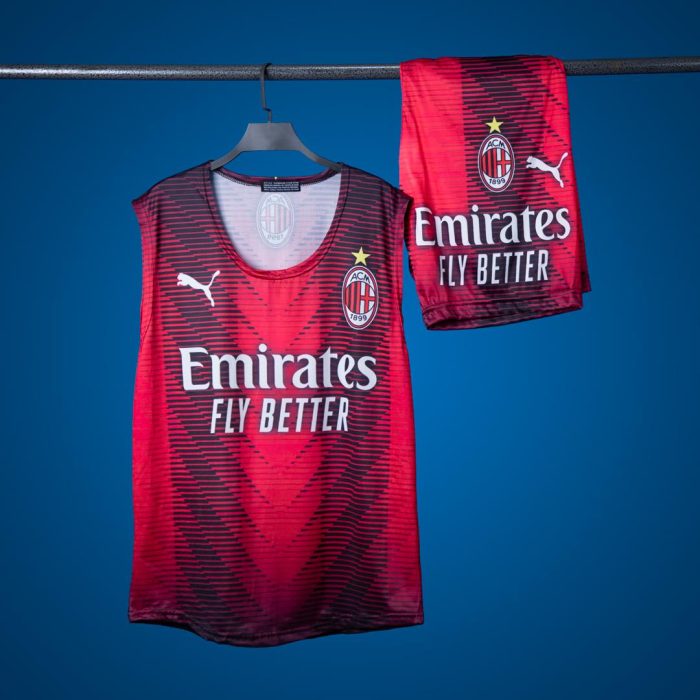 ست رکابی شلوارک مردانه قرمز مدل Ac milan