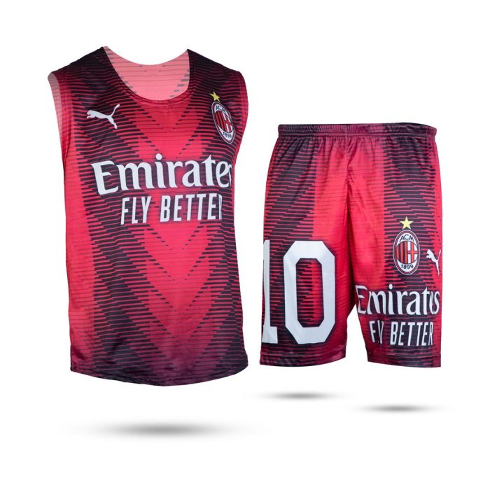 ست رکابی شلوارک مردانه قرمز مدل Ac milan