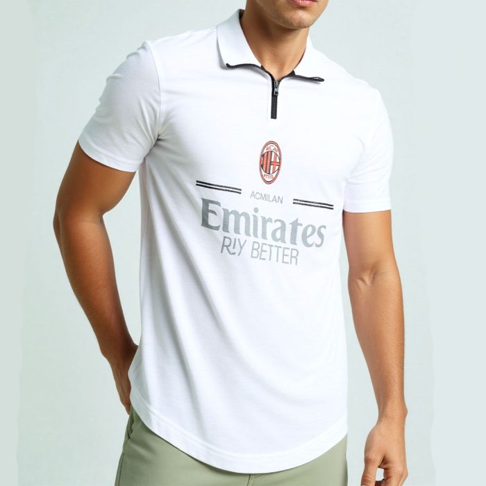 کیت باشگاه تیشرت نیم زیپ یقه دار آث میلان AC MILAN - Image 7