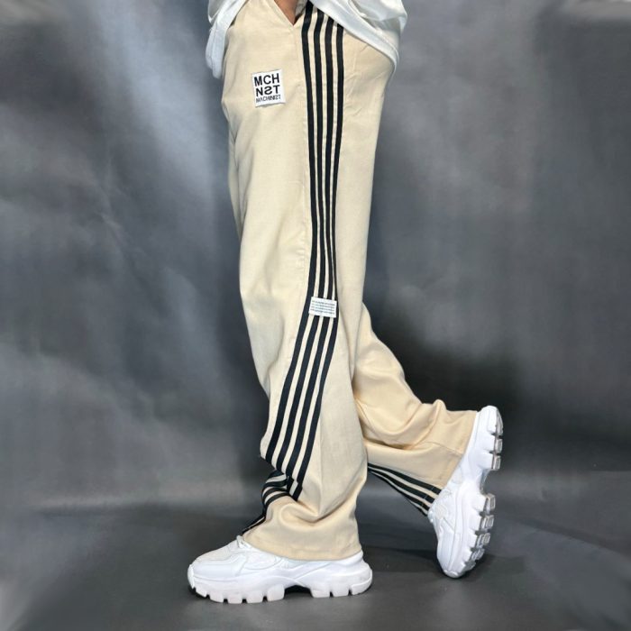 شلوار بگ مردانه رنگ کرم مدل 3 خط آدیداس Adidas