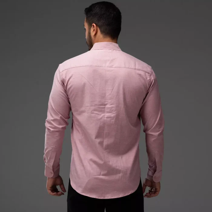 پیراهن آستین بلند مردانه رنگ صورتی جنس نخ