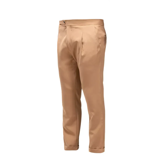 شلوار لینن پیلی دار دمپادوبل مردانه کرم Classic