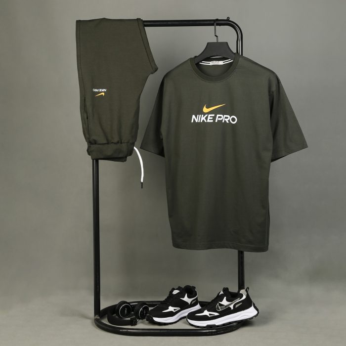 ست تیشرت شلوار اسلش مردانه سبز Nike Pro