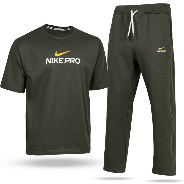 ست تیشرت شلوار اسلش مردانه سبز Nike Pro