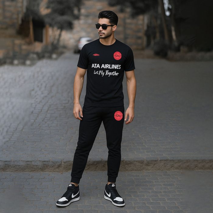 ست تیشرت شلوار مردانه مشکی تراکتور سازی