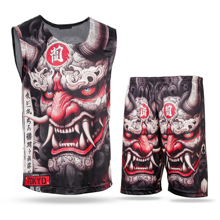 ست رکابی شلوارک مردانه طرح Devil ژاپنی