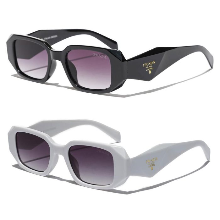 عینک آفتابی Prada فریم کائوچو مردانه زنانه سفید مشکی