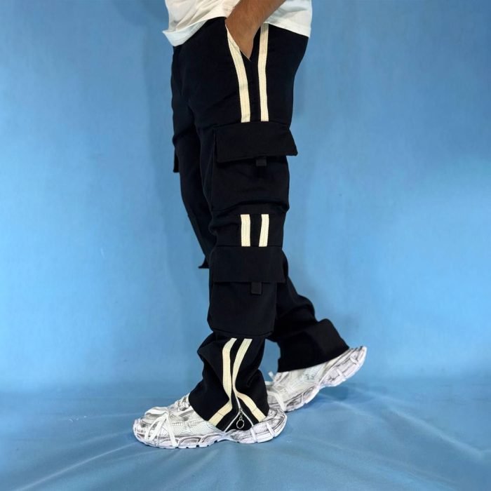 شلوار بگ کتان مردانه رنگ مشکی مدل 4 جیب