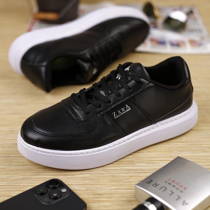 کفش چرم روزمره رنگ مشکی زیره سفید مردانه Zara