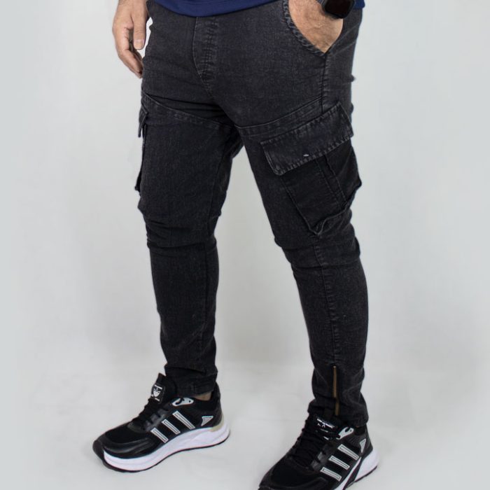 شلوار جین مردانه رنگ ذغالی دمپازیپی 6 جیب