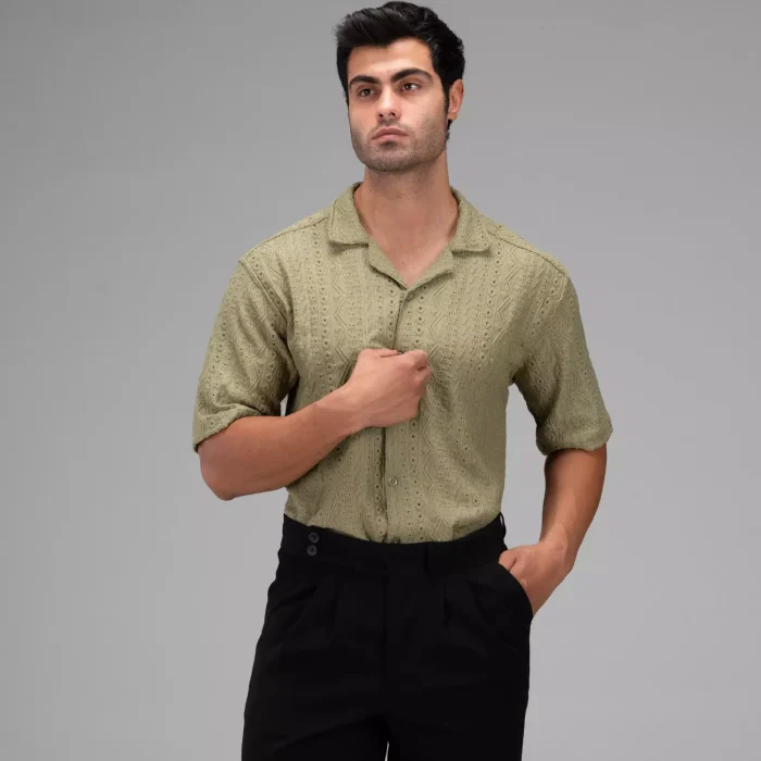 پیراهن آستین کوتاه مراکشی مردانه پارچه تنفسی ( رنگ بندی )