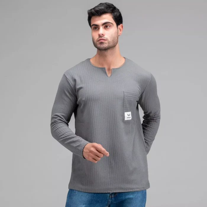 بلوز یقه دلبری جیب دار مراکشی ساده مردانه ( رنگ بندی )