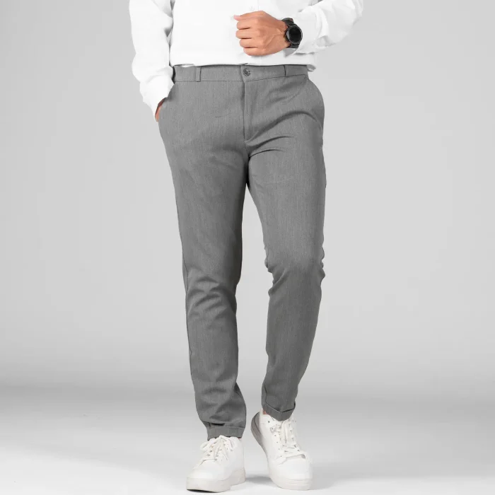 شلوار پارچه ای راسته ای کشی مردانه مشکی و طوسی