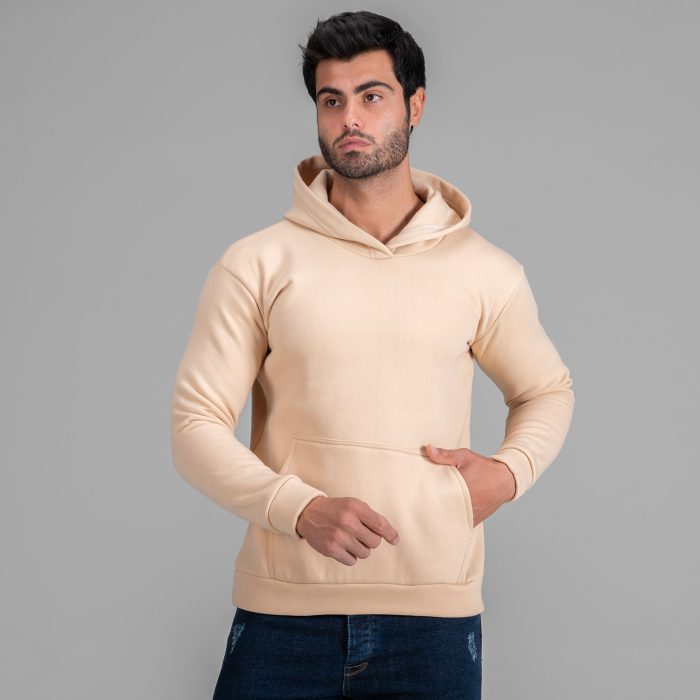 هودی دورس مردانه بدون طرح ساده رنگ کرم Basic