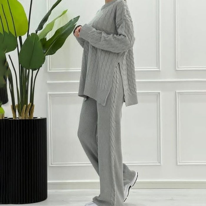 ست بلوز بافت با شلوار بافتنی بگ دخترانه ( 5 رنگ )