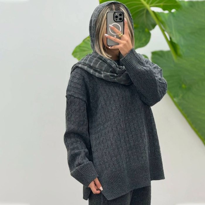 ست بلوز بافت با شلوار بافتنی بگ دخترانه ( 5 رنگ )